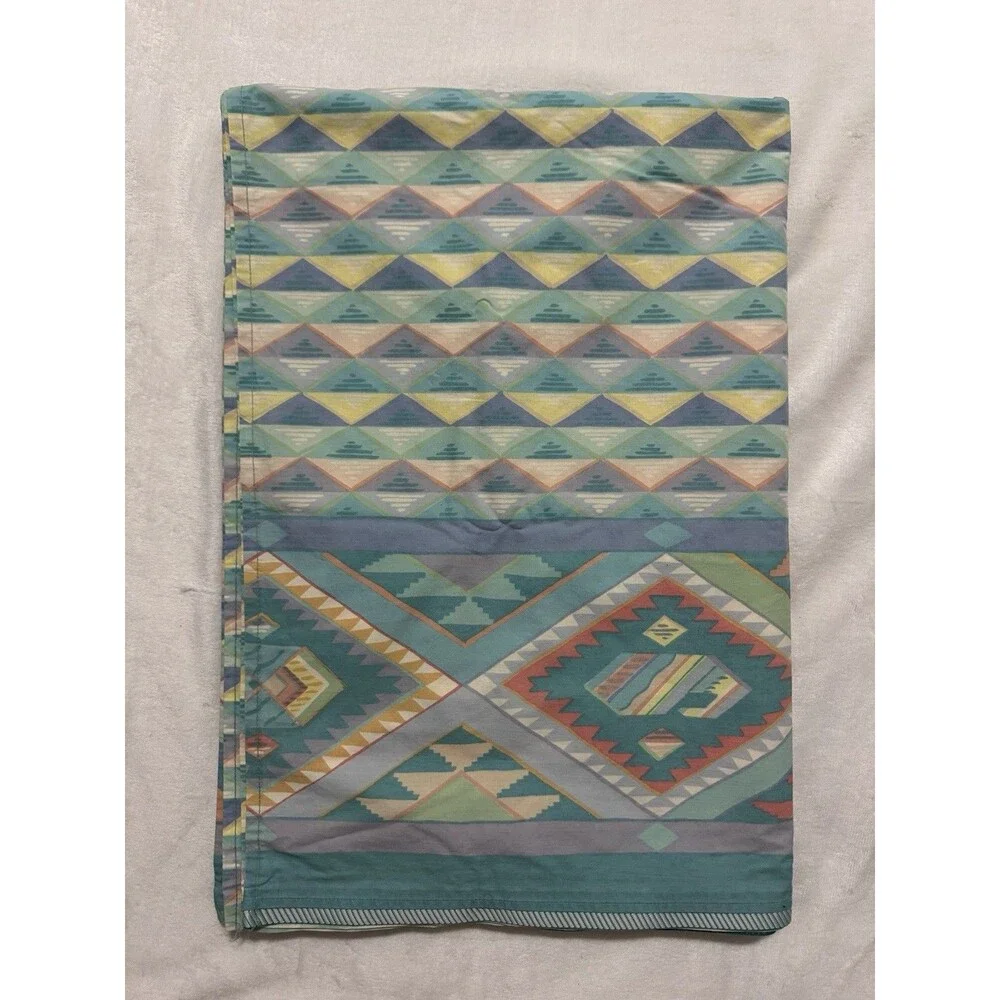 Collier Campbell Vintage Lapis Lagoon Twin Flat Sheet Southwestern Tribal
